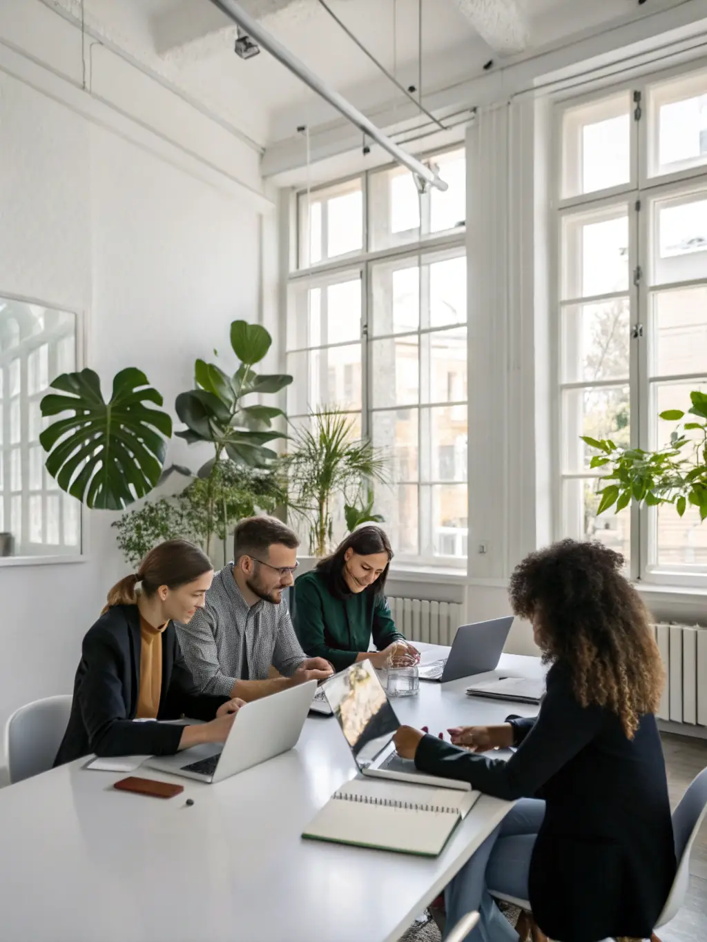 A diverse group of people participating in a market research focus group, actively engaged in a discussion, with a SOCIAL JAGUAR moderator facilitating the session.