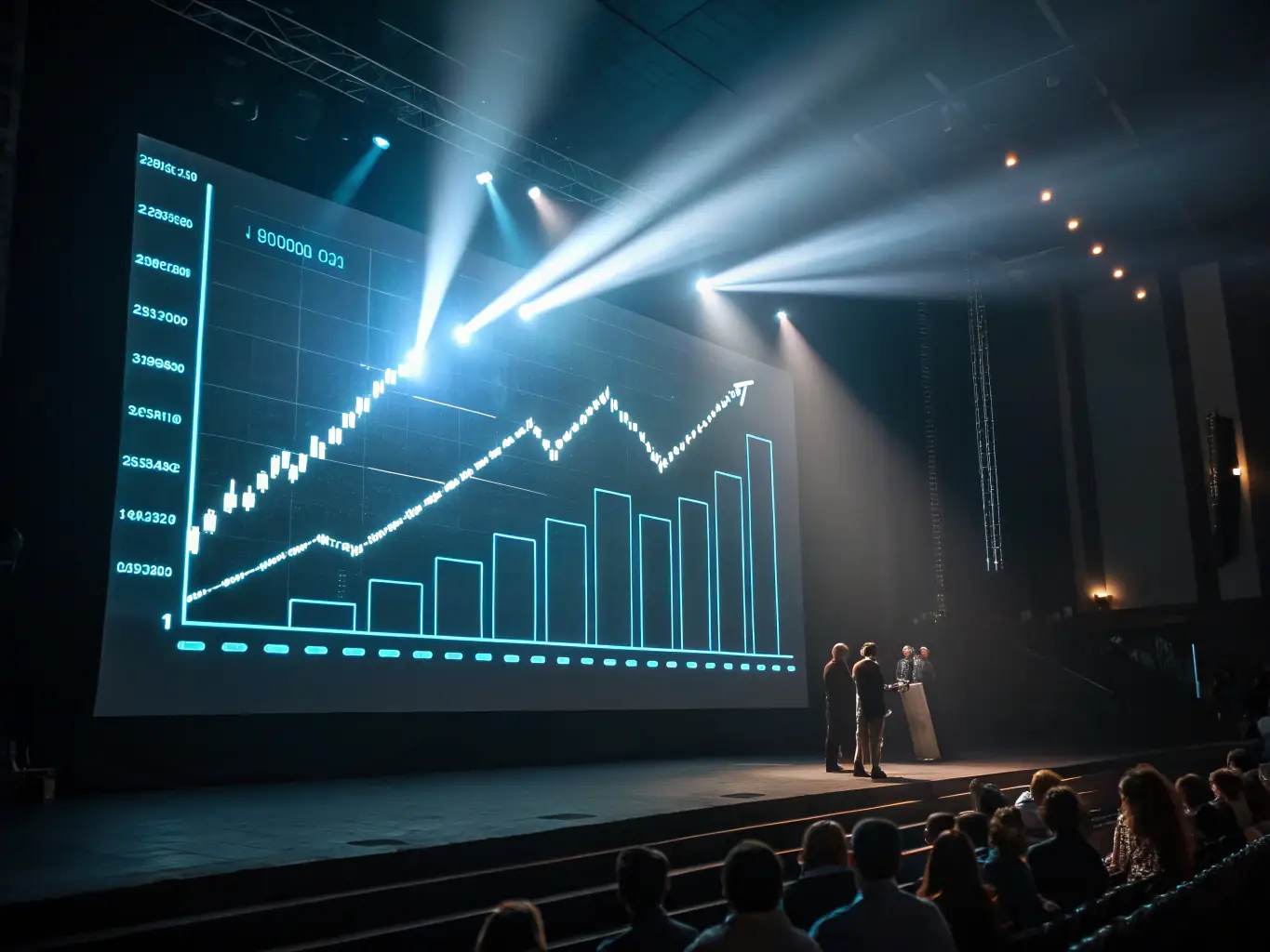 A graph illustrating the growth of a social media community, with increasing followers and engagement metrics.