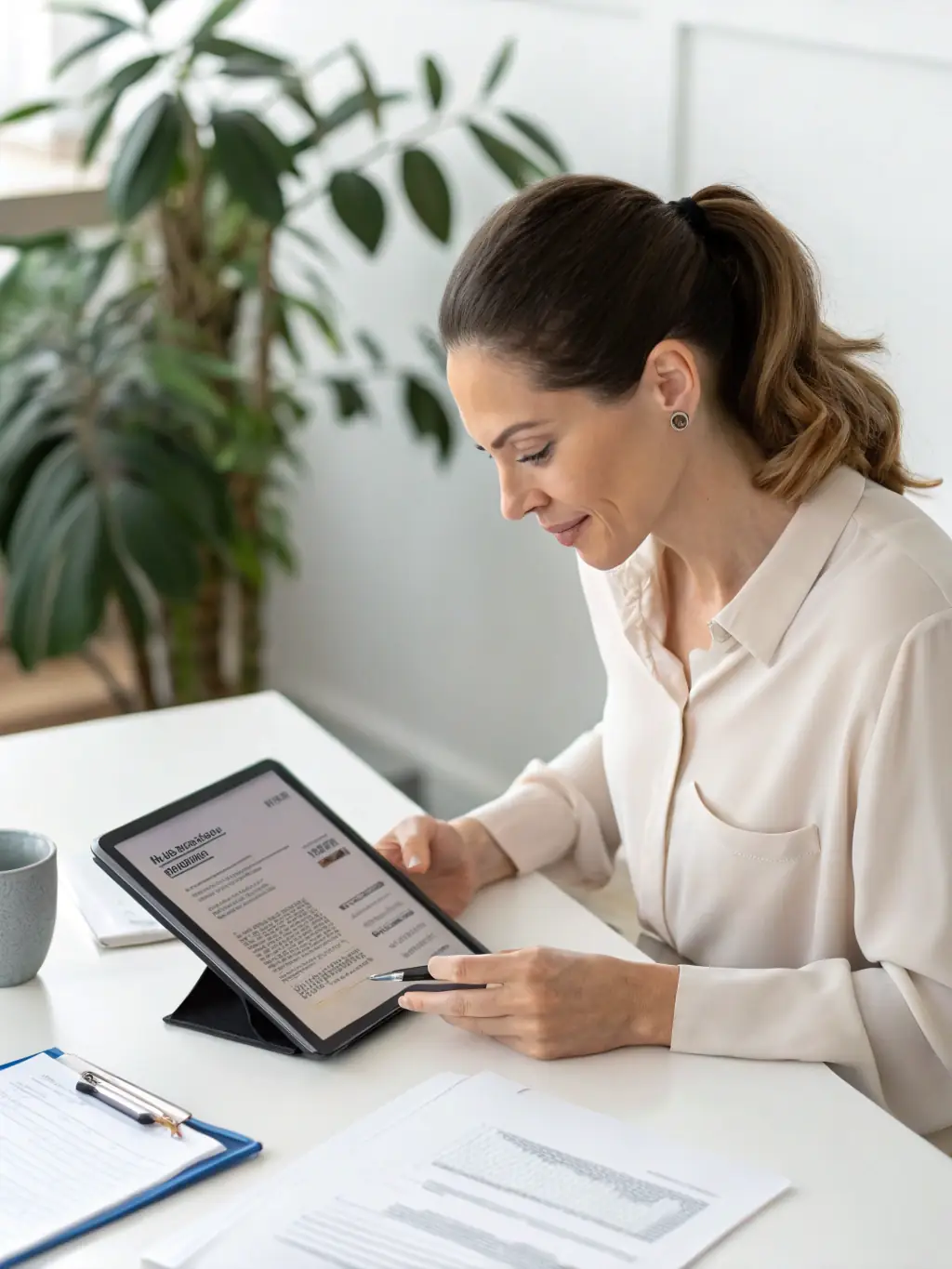 A SOCIAL JAGUAR team member reviewing and refining a discussion guide for a qualitative research project, ensuring it aligns with the research objectives.