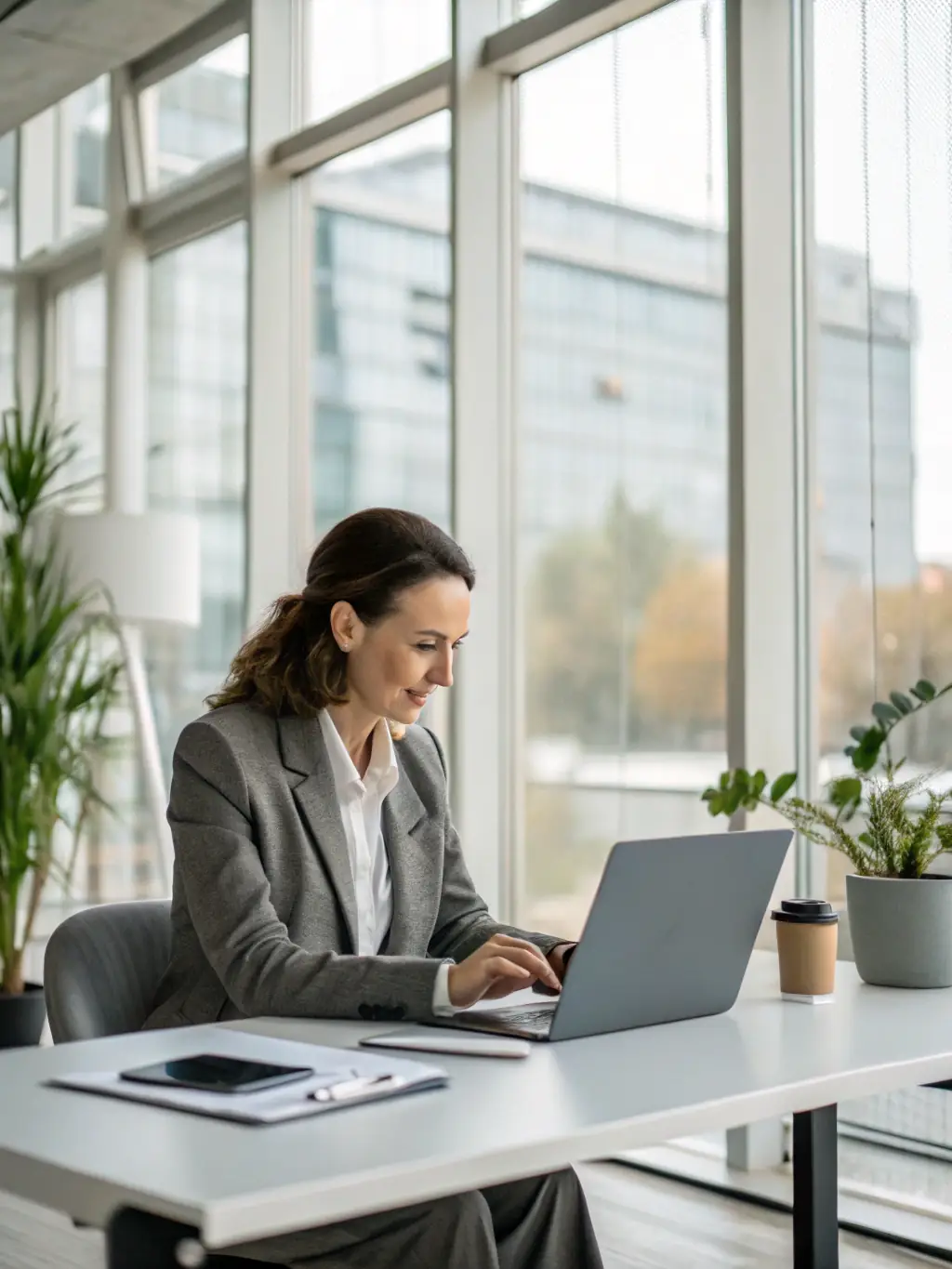 A project manager at SOCIAL JAGUAR overseeing a market research project, coordinating with team members and clients, using project management software.